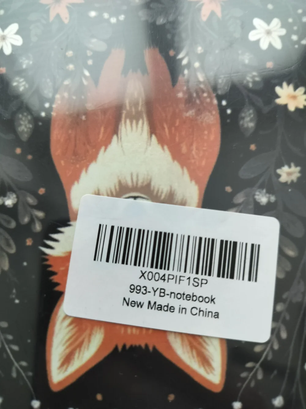 Floral Fox Spiral Notebook — Black Cover with Fox BRAND NEW Sealed In Plastic